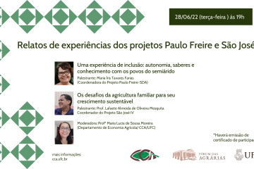 Fórum das Agrárias: Relatos de experiências dos projetos Paulo Freire e São José IV